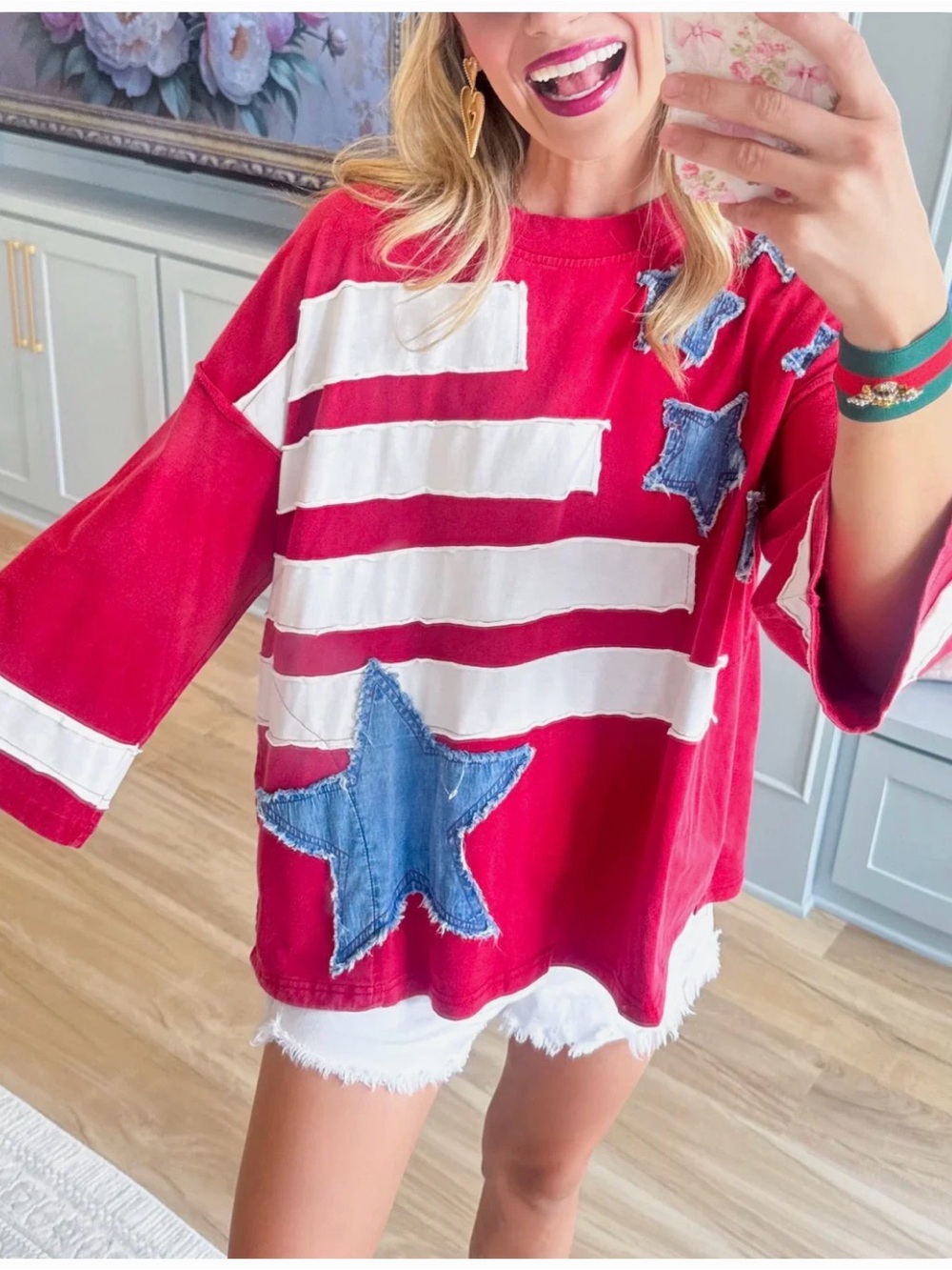 Patriotic Red Star Stripe Women's Top